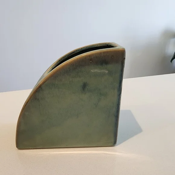 Bookend Vase Blue-Green Ceramic - Picture 6 of 8